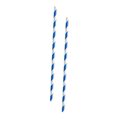Regular Paper Straw Blue Stripe