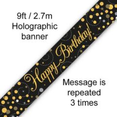 Banner Black & Gold Happy Birthday Sparkle Fizz 2.7m