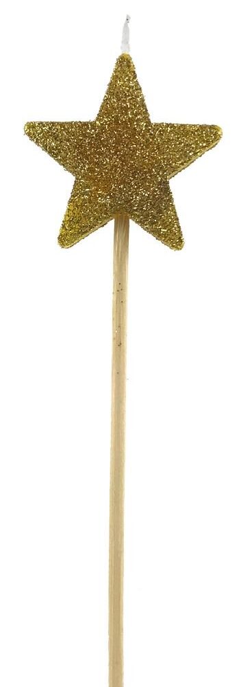 Candle Gold Star Long Stick