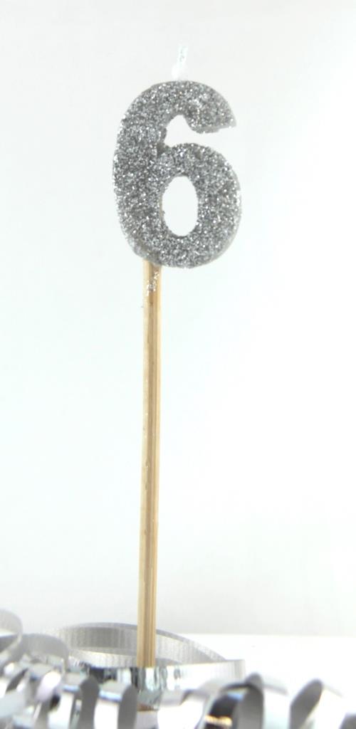 Candle Silver Long Stick #6